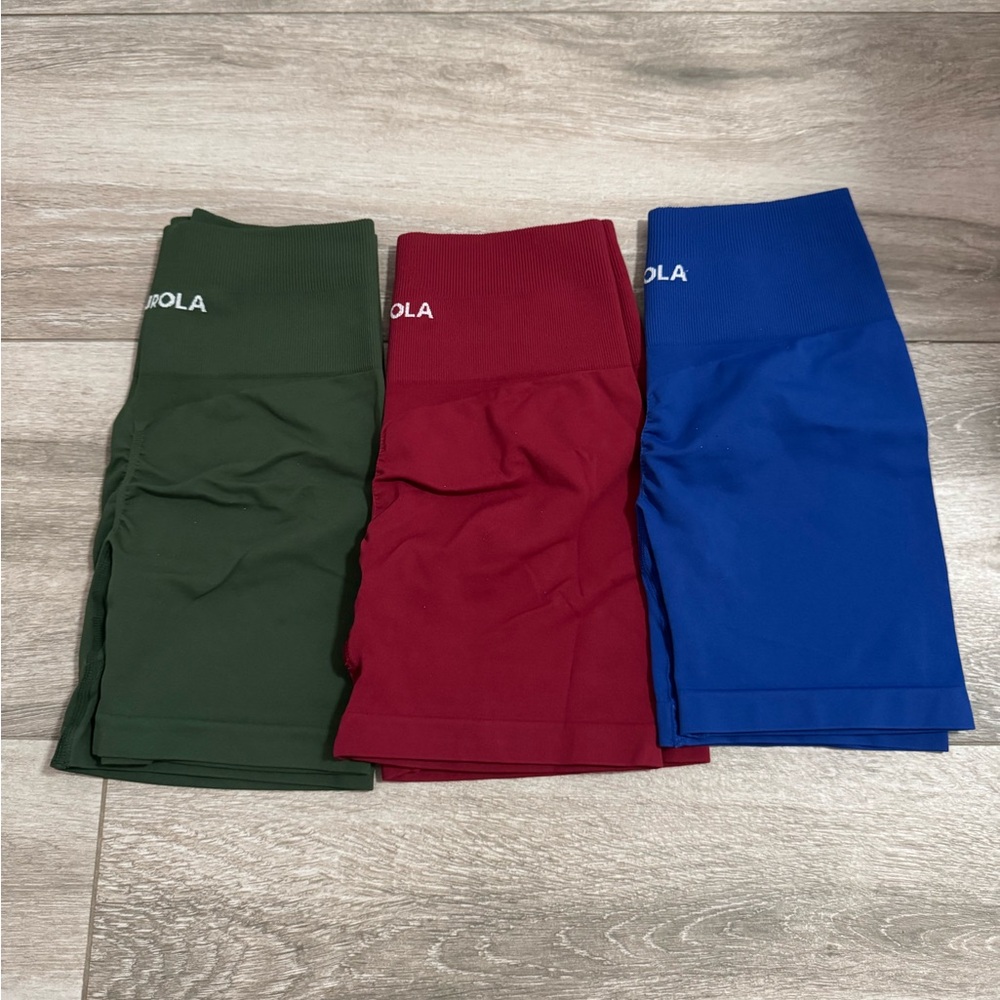 Women's High-Waist Seamless Bike Shorts — Green, Red, Blue